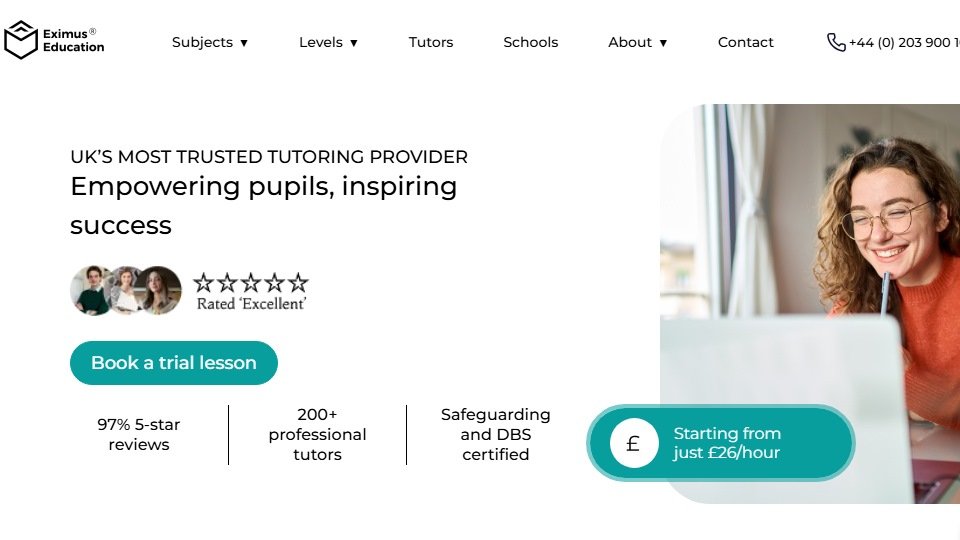 Custom tutor program website developed for Eximus Education