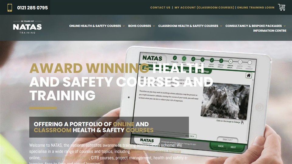 WordPress website built for NATAS health and safety training