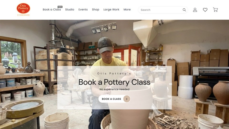 Shopify ecommerce and pottery class booking website developed for Otis Pottery