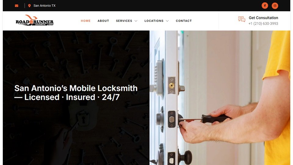 WordPress lead generation website built for Roadrunner Locksmith